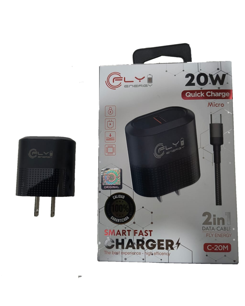 Cargador Rápido Fly Energy 20W Micro USB: Eficiencia y Seguridad