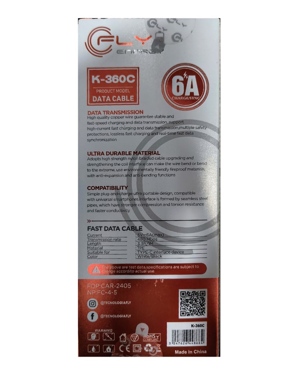 Cable de Datos Fly Energy  (6A): Ultra Rápido y Resistente - Imagen 2