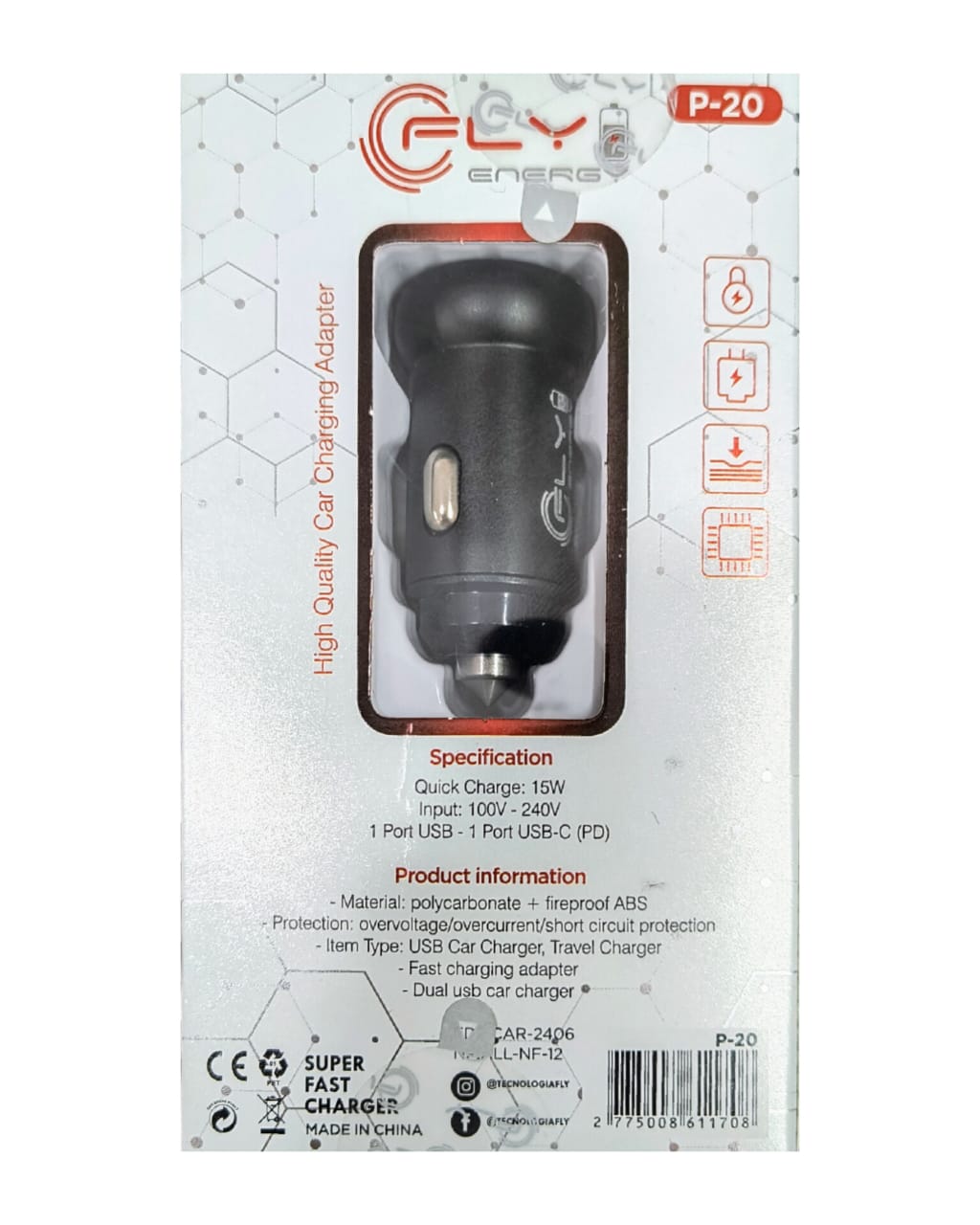 Cargador de Coche Fly Energy : Carga Rápida Dual (15W) - Imagen 2