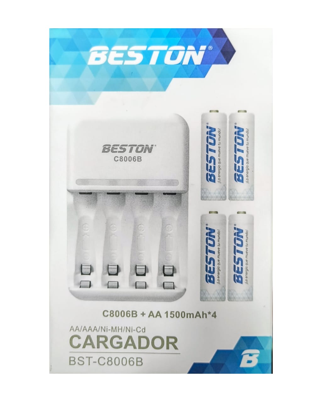Cargador de Baterías BESTON: AA/AAA con Pilas Incluidas