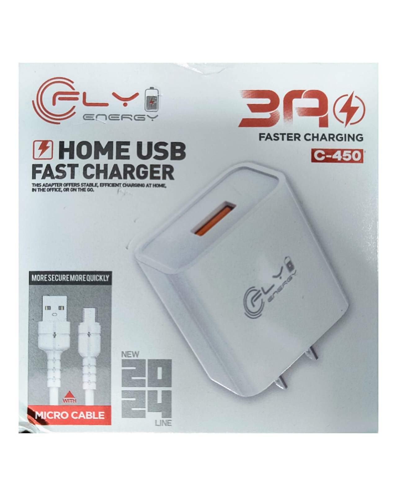 Cargador USB a V8 Fly Energy (3A): Seguro y Eficiente