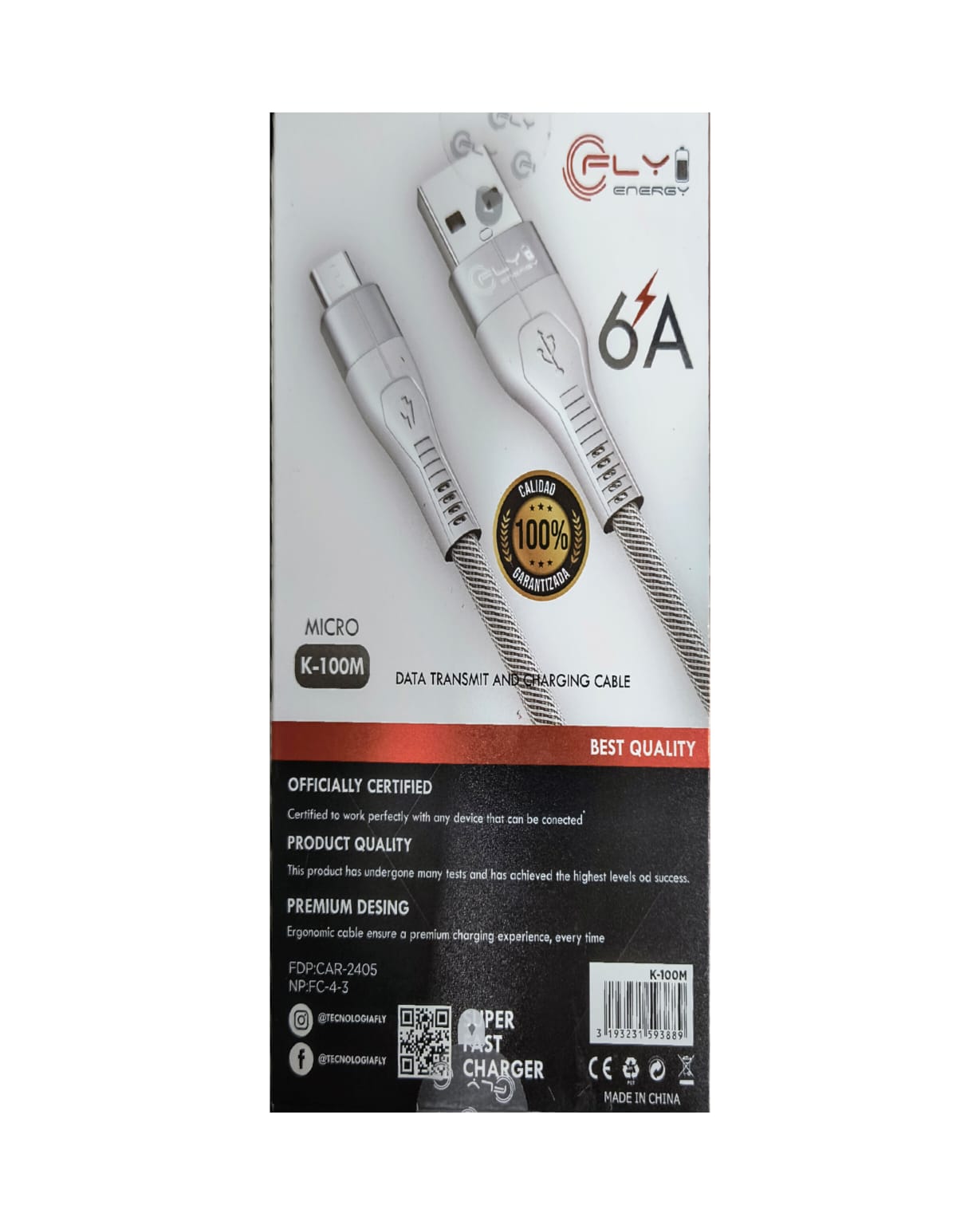 Cable Micro USB de Carga Ultra Rápida (6A) Fly - Imagen 2
